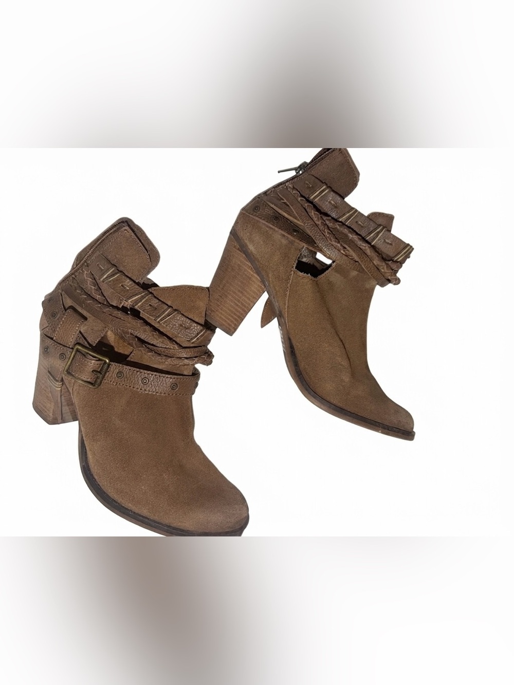Women’s naughty monkey Brown Suede Ankle Boot with Wrap-Strap Detail